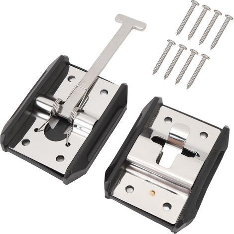 Supporto per porta di rimorchio camper in acciaio inox, gancio di ingresso a T, gancio di fissaggio esterno e staffa per camper 10,16 cm / 4 pollici.