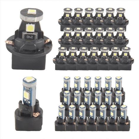 Packung mit 40 T5 T10 LED-Lampen für Armaturenbrett, Bajonettfassung, Fahrzeuginnenbeleuchtung, einfacher Austausch, geringer Stromverbrauch, kaltweißes Licht, kompatibel mit Instrumenten. (1/5)