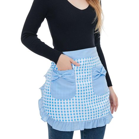 Tablier à poches et ceinture élastique, tablier tendance pour la cuisine, les restaurants et les cafés, convenant aux filles et aux femmes (1/5)