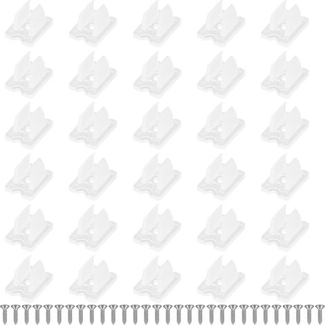 30 Pièces Clips de Fixation pour Bande Lumineuse LED, Attache Ruban Led Neon, Attache Guirlande Led, Supports Neon Led en Plastique avec Vis, Blanc, Pour Installation Intérieure et Extérieure (1/5)