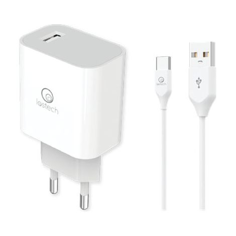 CARICABATTERIA SMARTPHONE RAPIDO LS-N LOSTECH - TYPE-C  BIANCO VOLT 220 + CAVO CM 100- 3 pezzi