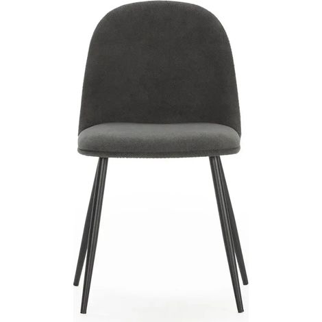 LIVO - Lot de 4 chaises pieds en métal noir - Gris foncé (1/5)