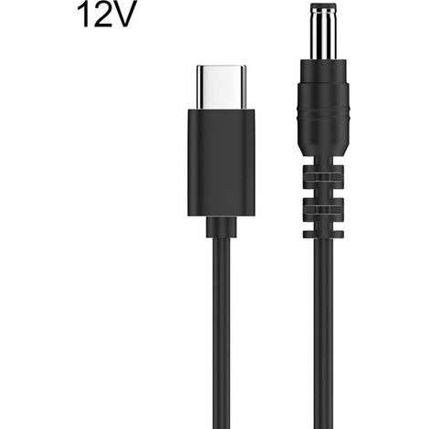 Câble d'alimentation USB-C vers CC - 5,5 x 2,1 mm - 12 V - Universel - 150 cm - Noir (1/2)