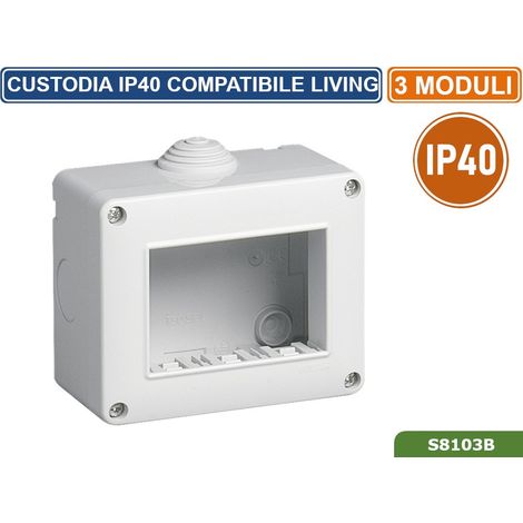 CUSTODIA ESTERNA IDROBOX 3 MODULI IP40 COMPATIBILE SERIE BTICINO LIVING