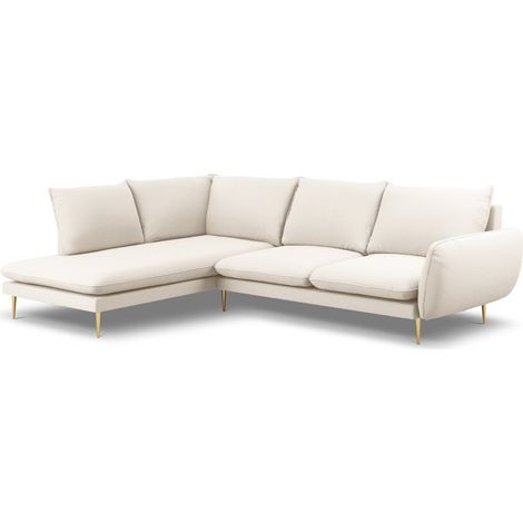 Canapé d'angle gauche 6 places en bouclé beige (1/5)
