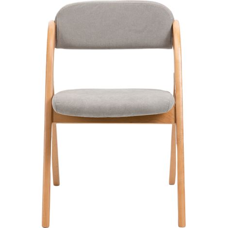 Set de 2 sillas plegables acolchadas grises de madera de haya con funda desmontable (1/5)