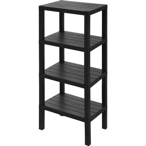 Scaffale bagno 4 ripiani nero effetto legno in kit montaggio Buzz (1/4)