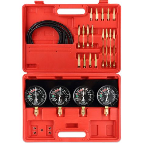 4pcs Jauges à Vide, Manomètres Verrouillables, Alliage Haute Qualité, Tuyau Aspiration, Pour Moto Voiture