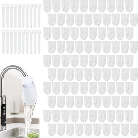 Filtre non-tissé pour robinet en coton - Anti-impuretés - Filtre anti-éclaboussures (100 coton + 20 sangles)