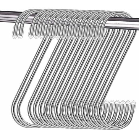 Tigrezy - Paquete de 16 ganchos en forma de S de acero inoxidable, multiusos, para cocina, baño, dormitorio y oficina (plateados)