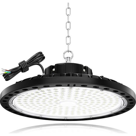 1 Projecteur LED UFO 200W, Lumière 20000LM 6500K, Chaîne Métallique 30CM, IP65 Pour Atelier (1/5)