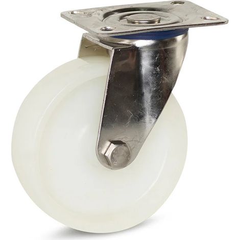 Roulette pivotante - MESO - Nylon inox - Platine - 125mm - 220kg