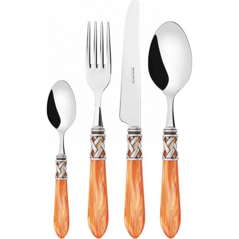ALADDIN Ghiera Argento Anticato, Posate Set 24 Pz, Scatola