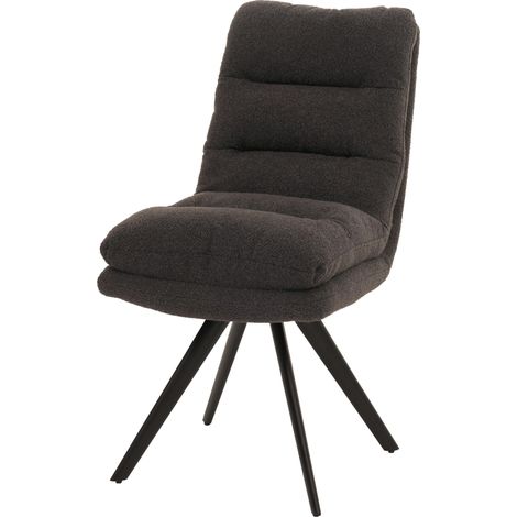 Silla de comedor HHG-481, silla de cocina silla, giratoria auto posición tela/textil bouclé MVG, gris oscuro (1/5)