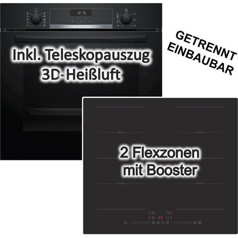 Herdset Bosch Backofen AutoPilot + PKM Flächeninduktionskochfeld 2 Flexzonen autark 60cm