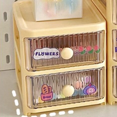 Organiseur de bureau minimaliste, de type tiroir, idéal pour les bureaux d'étudiants en résidence universitaire. Comprend également un organiseur pour la papeterie, les masques et les produits cosméti (1/5)