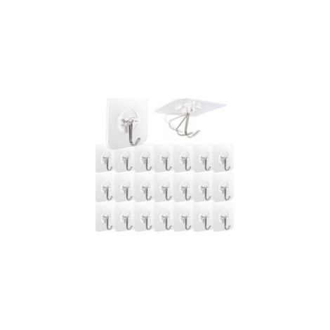 22 ganchos autoadhesivos transparentes para colgar en baños, cocinas, techos, etc. (6x6cm) - Crezuo (1/4)
