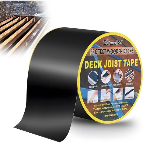 Ruban Adhésif en Butyle pour Terrasse, 100mm x 15 m Ruban de Solin en Bois pour Terrasse, Bande de Protection Lambourde, Protection du Bois (1 Rouleaux) (1/5)