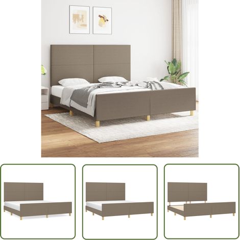 The Living Store Cadre de lit sans matelas taupe 180x200 cm tissu - Cadre De Lit - Lit Double - Tête De Lit - Literie - Meubles De Chambre (1/5)