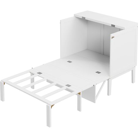 Cama abatible vertical 90 x 200 cm con somier, blanco (1/5)