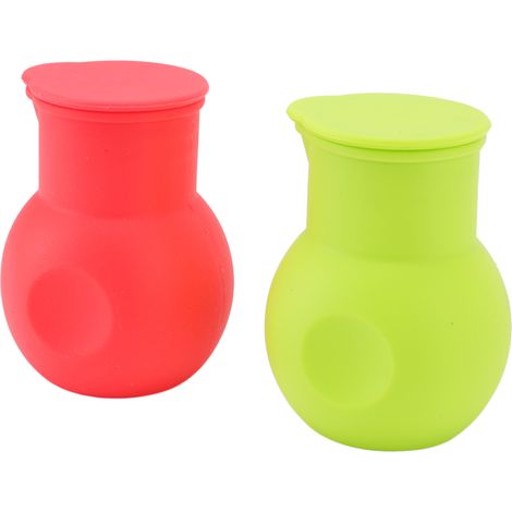Lot de 2 pots chauffants à chocolat en silicone rouge et vert, multifonctionnels, pour micro-ondes et pâtisserie. (1/5)