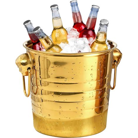 Seau à Champagne 5 L Seau à Glace Doré Pour FêTes Seau à Vin Cuve à Boisson En Acier Inoxydable Avec PoignéEs Pour Banquet Mariage Boissons Au Vin RafraîChissantes (1/5)