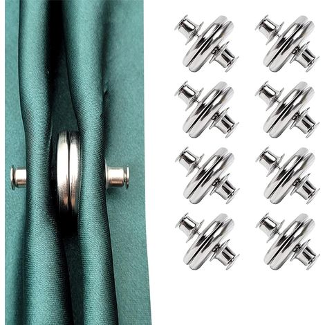 (Silber) 8 Paar Vorhangmagnete, Vorhangknopfmagnete, magnetische Duschvorhang-Raffhalter, Vorhänge (1/5)