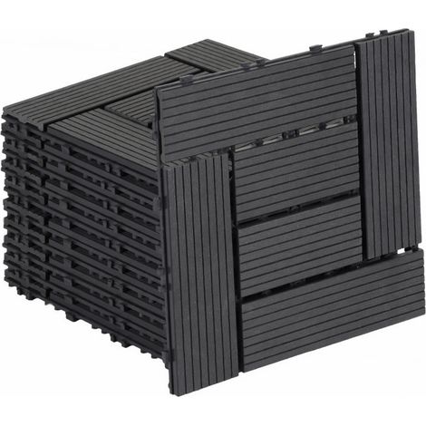 SWANEW Lastra per terrazza Piastrelle per terrazza esterna in WPC, 30x30 cm, resistente agli agenti atmosferici, sistema a innesto, antracite 33 pezzi (1/5)