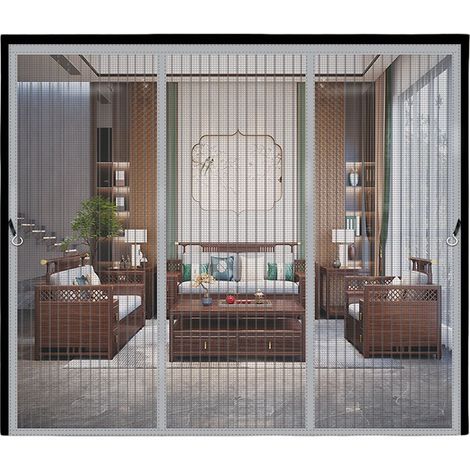 Mosquitera magnética para puerta/ventana de 130x210 cm, contra insectos y moscas, color gris.