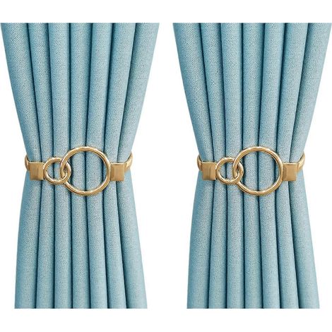 1 paire d'embrasses de rideaux décoratives en métal sculpté, motif élan, paon, feuille et plume. Accessoires pour rideaux. (1/5)