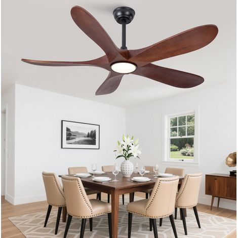Ventilatore da soffitto con luce, 6 velocità, 3CCT, pale in legno, nero e noce HAVRYA (1/5)