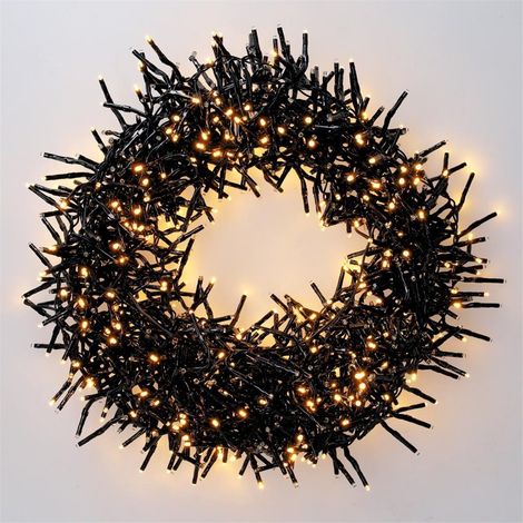 Guirlande d'ampoules mini LED 10m de 1000 ampoules et 8 fonctions (1,3W 3000K) IP44 en PVC noir
