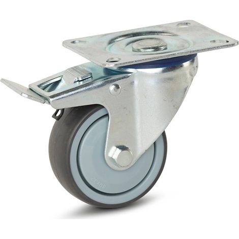 Roue pivotante freinée - MESO - Appareil - Platine - 80mm - 80kg