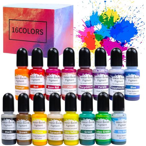 16 pigments pour plâtre 10ml pigments concentrés à base d’eau pour plâtre béton ciment DIY projets créatifs peinture artisanale (1/5)