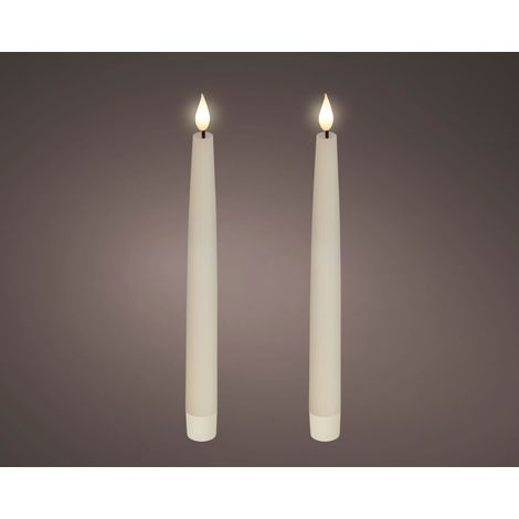 CANDELA LED A STELO BIANCA EFFETTO FIAMMA REALE DIAM 2,2X24,5H CM (1/3)