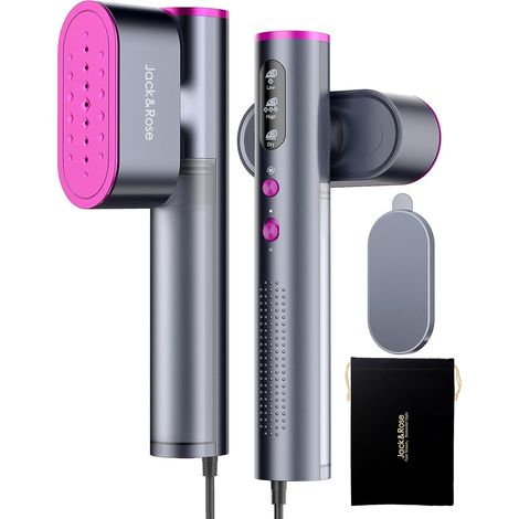 Défroisseur vapeur de voyage, utilisation mondiale(100-240V), 1000W, 22g/min de vapeur Fer à Repasser Vertical, Grand réservoir d'eau de 150 ml, 2 en 1 Steamer Chauffage rapide en 15s pour voyage (1/5)