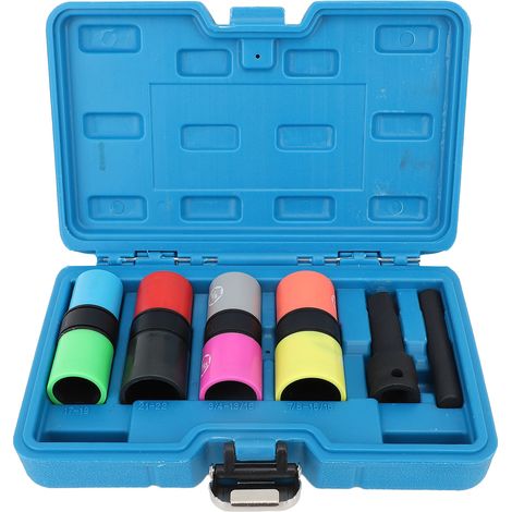 Ortviai Jeu de douilles pour écrous de roue 6 pièces – 8 tailles, paroi fine, haute résistance, conception à basculement pour impact (1/5)