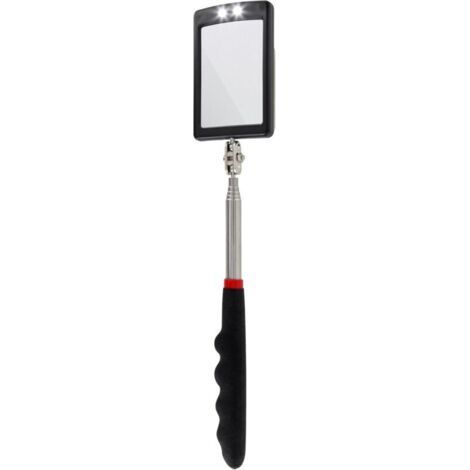 Miroir télescopique à LED ultra fin - Batterie incluse - Très clair - Extensible jusqu'à 88 cm - Double rotule - Poignée antidérapante (1/2)