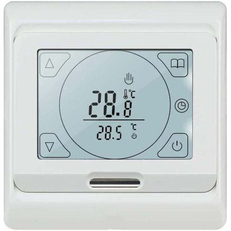 Thermostat Chauffage au Sol Electrique Programmable 16A avec Sonde, Numérique Thermostat d'ambiance Plancher Chauffant Régulateur Écran Tactile LCD (1/4)