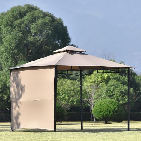 Pergola da giardino in metallo 3 x 3 m con rivestimento idrorepellente, ideale per esterni, giardino, patio, piscina, parco (marrone chiaro) (1/5)