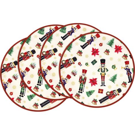 Set de Table Lavable, Lot de 4 Sets de Table de Noël Casse Noisette de Noël Résistant à la Chaleur, Couche Double, Antidérapant, pour Cuisine Table à Manger,36x36CM (1/5)
