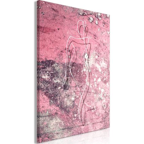 Quadro - Figura su sfondo rosa (1 pezzo) - silhouette femminile in marmo (1/3)