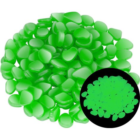 200 Pierres Lumineuses Décoratives Jardin, Galets Phosphorescents Extérieur, Cailloux Qui Brillent pour Allée Bassin Pelouse Cour, Rochers Solaires ou Lumière (Vert) (1/5)