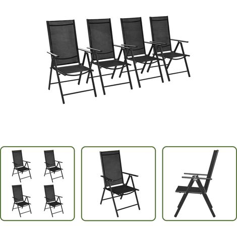 Klappstühle - Gartenstühle Klappbar 4 Stk. Aluminium und Textilene Schwarz (1/5)