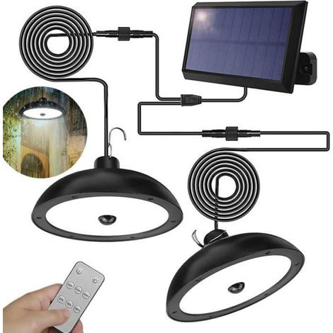 Solarbetriebener Kronleuchter mit Fernbedienung, patentiertes Modell, doppelköpfiges weißes Licht, umweltfreundliches und effizientes Design. (1/4)