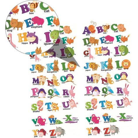 Lot de 2 stickers muraux décoratifs alphabet animaux pour (1/5)