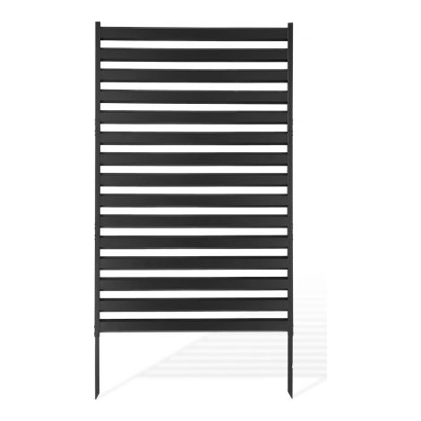 Separador de Ambientes Metal, 96 x 152,4 cm, Biombo de Exterior, Diseño Minimalista Moderno, 3 Paneles Encajables, Pantalla de Privacidad, para Jardín Patio Cubierta de Aire Acondicionado, Negro (1/5)