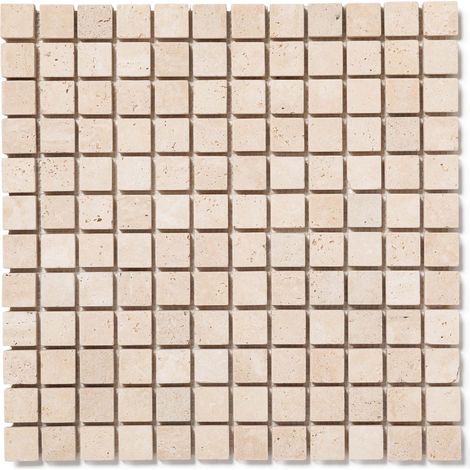 Mosaïque Travertin 1er choix - 2,3x2,3x1 cm - Beige Light (vendu par plaque de 30,5x30,5 cm) (1/5)