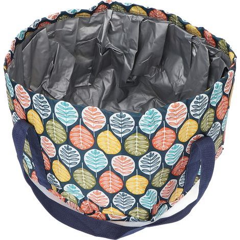 Bassin pliable pour pédicure en polyester imperméable, seau de trempage pour pieds avec poignée et motif feuilles, capacité 21 litres (1/5)