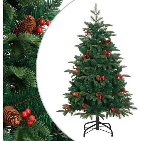 Sapin de Noël artificiel,Arbre de Noël avec pommes de pin et baies 150 cm -WYW36822 (1/5)